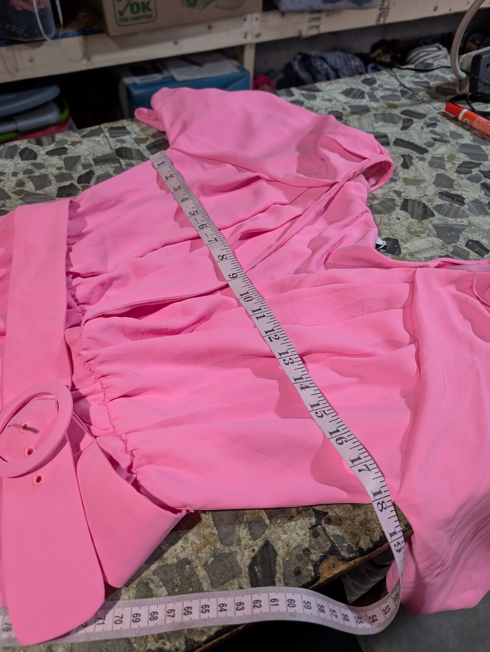 Amanda Uprichard Puff Sleeve Durand Shocking Pink Belted Mini Dress Size Large - Picture 10 of 11